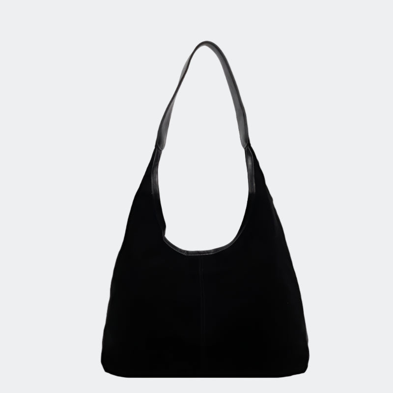 Black shoulder bag on a white background