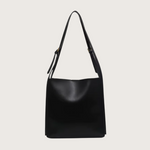 Black shoulder bag on a white background