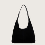 Black shoulder bag on a white background